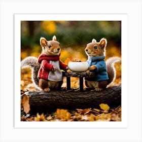 Squirrels In Autumn Art Print