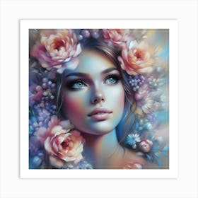 Beautiful Girl With Flowers 19 Art Print