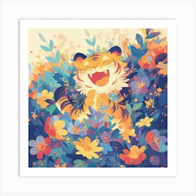 Tiger In Flowers 1 Art Print