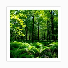 Ferns In The Forest Art Print