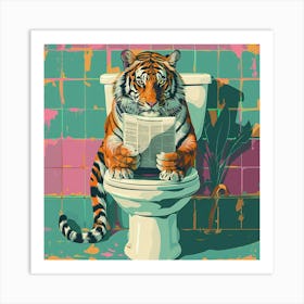 Tiger Reading Newspaper 1 Art Print