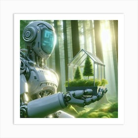 Robot In The Forest 3 Art Print