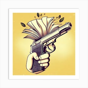 Gun With Book Art Print