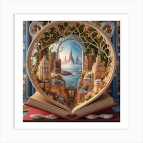 Magical Cities Seen Through Intricate Book Nook 1 Art Print