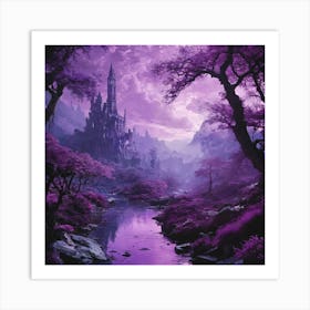 Purple Castle In The Forest Art Print