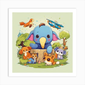 Playful Kids Animal Tshirt Design (4) Art Print