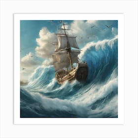 Ship In The Sea Art Print