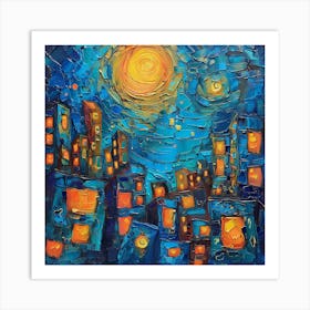 Starry Night Cityscape Art Print