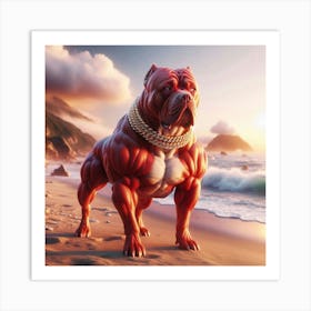 Pitbull On The Beach Art Print