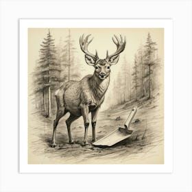 Deer In The Woods 125 Art Print