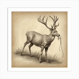 Deer With Antlers 4 Art Print