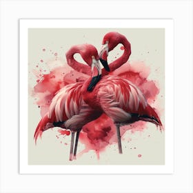 Flamingos In Love 1 Art Print