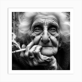 Old Lady Smoking A Cigarette 1 Art Print