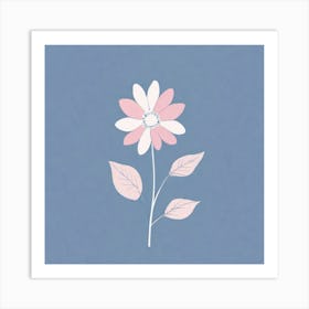 A White And Pink Flower In Minimalist Style Square Composition 502 Art Print