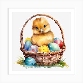 Easter Chick In Basket Art Print