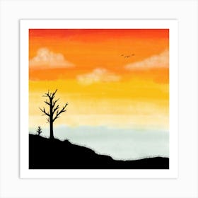 Sunset With A Tree 2 Art Print