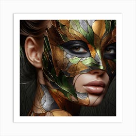 Girl In Masquerade - Stain Glass Inlay - 6 Of 6 Art Print