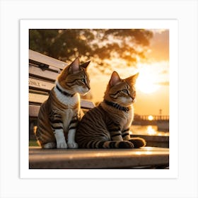 Sunset Cats 2 Art Print