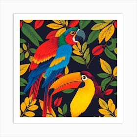 Tropical Parrots 3 Art Print