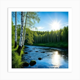 Birch Trees In The Forest Art Print