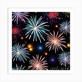 Fireworks On A Black Background 6 Art Print