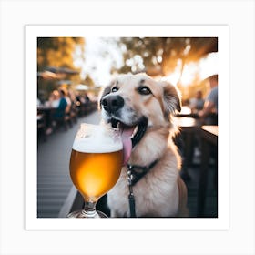 Dog with Drink Art Print