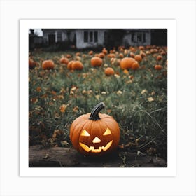 Halloween Pumpkins In The Field Art Print