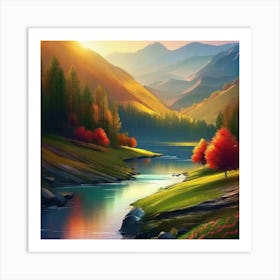 Sunset In The Mountains 23 Art Print