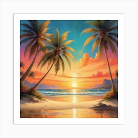 Sunset At The Beach Art Print