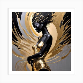 Woman Gold And Black Art Print