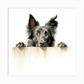 Dog Looking Over A Wall 3 Art Print