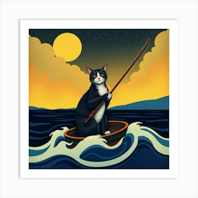 Cat Fishing 1 Art Print