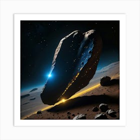 Yellow blue alien artifical asteroid floating in space 11 Art Print