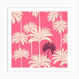 Palm Trees On Pink Background Art Print