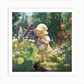 Little Girl In The Garden Art Print