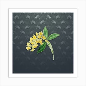 Vintage Dense Flowered Dendrobium Botanical on Slate Gray Pattern n.1131 Art Print