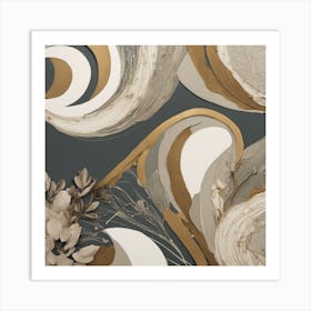 Abstract Gold And White Painting Art Print