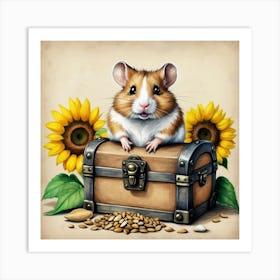 Hamster In A Chest Art Print