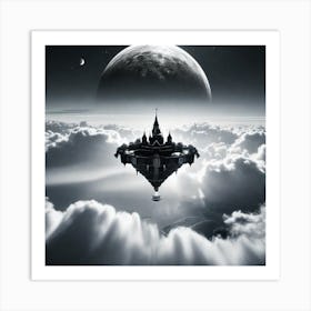 Spaceship In The Clouds Art Print