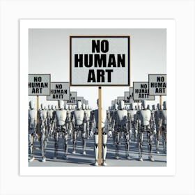 No Human Art Robot Protest Art Print