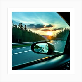 Sky Automobile Highway View Speed Traffic Transportation Mirror Travel Road Black Vehicle (3) Art Print