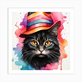 Kitty In A Hat 1 Art Print