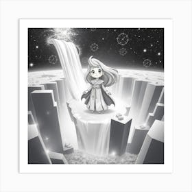 Girl With A Waterfall Art Print