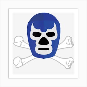 Lucha Libre Blue Mask Cross Bones Mexican Wrestler Art Print