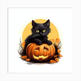 Black cat soopky Art Print