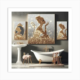 Gold Glamorous glitter Bathroom Art Print