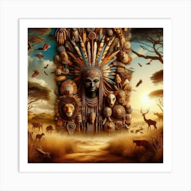 Tribal African Art African landscape 1 Art Print