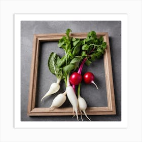 Radishes In A Wooden Frame 1 Art Print