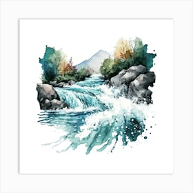 Watercolor River 1 Art Print