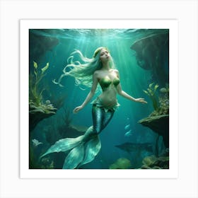 Elf Water Aquatic Mermaid Nymph Ocean River Lake Creature Magical Enchanting Ethereal Gr (4) Art Print